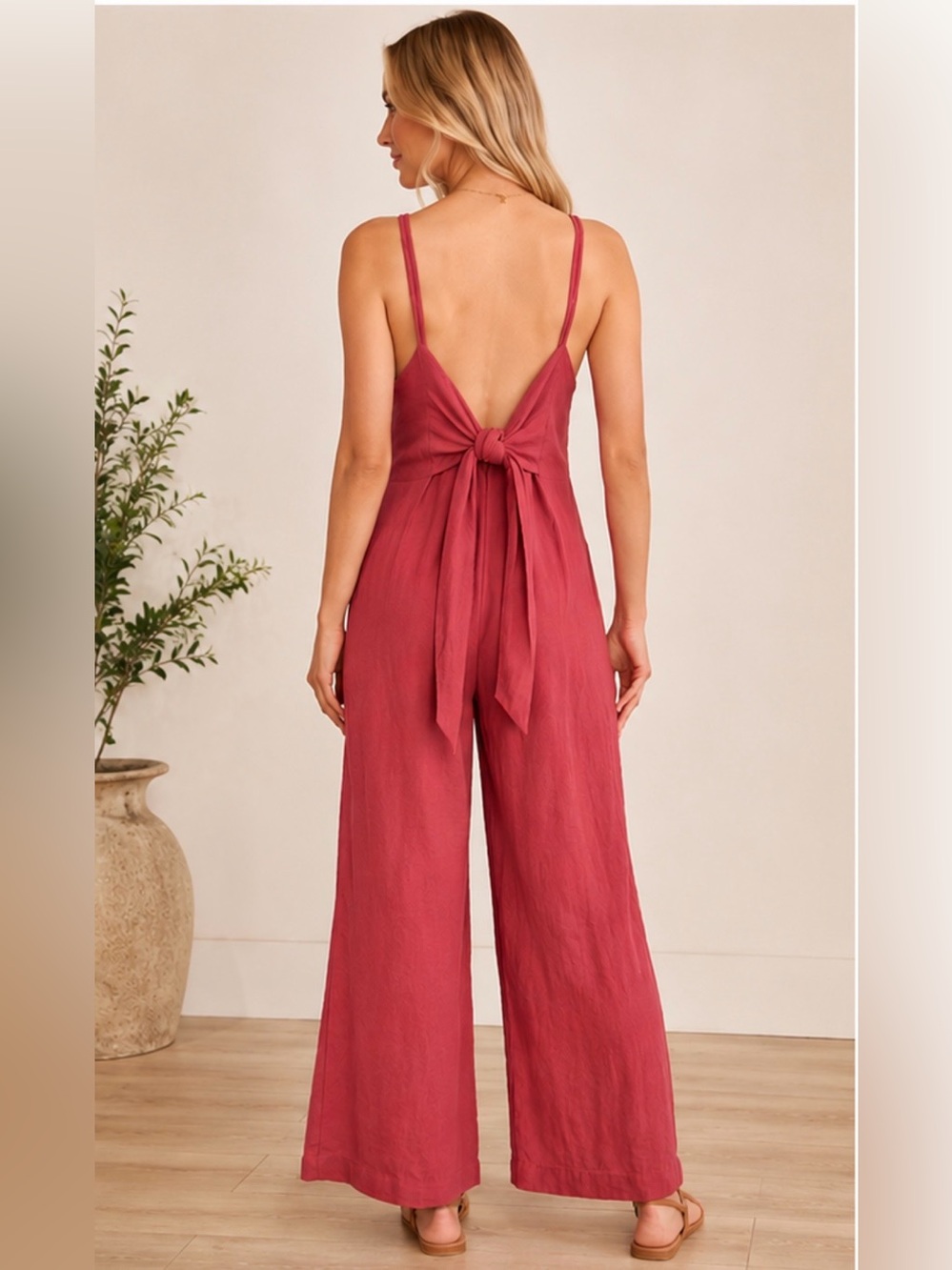 Lulus Terra Cotta Cropped Wide Leg Jumpsuit NWT Size Large - Picture 6 of 7